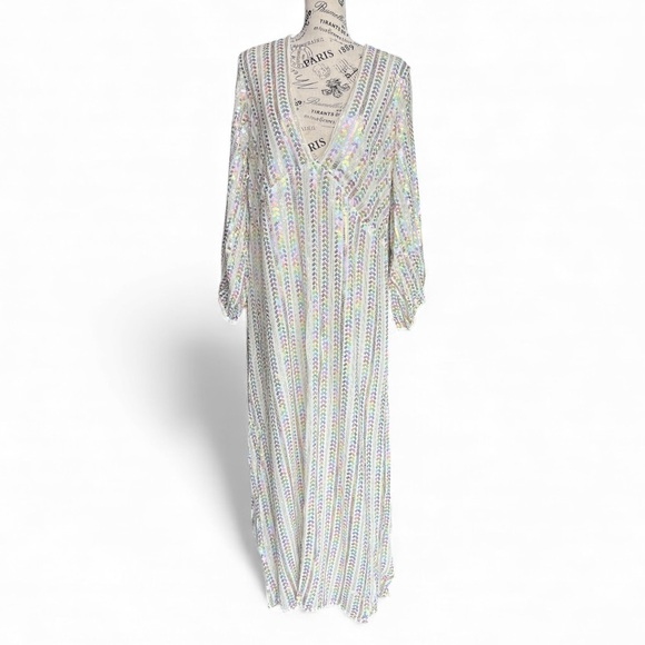 Sundress Chicago Bora Bora sequin embellished Maxi Dress side slits Sz L/XL - Picture 2 of 12